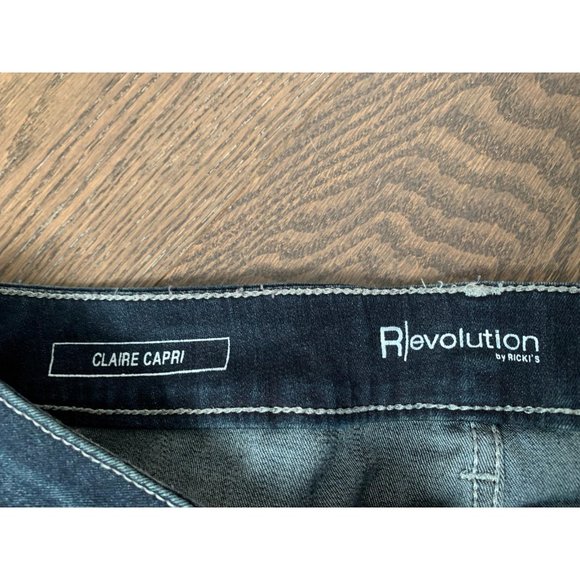 Revolution by Ricki's Sz 27 Women's Claire Capri Dark Wash Low-Rise Stretch Blue - Picture 6 of 9